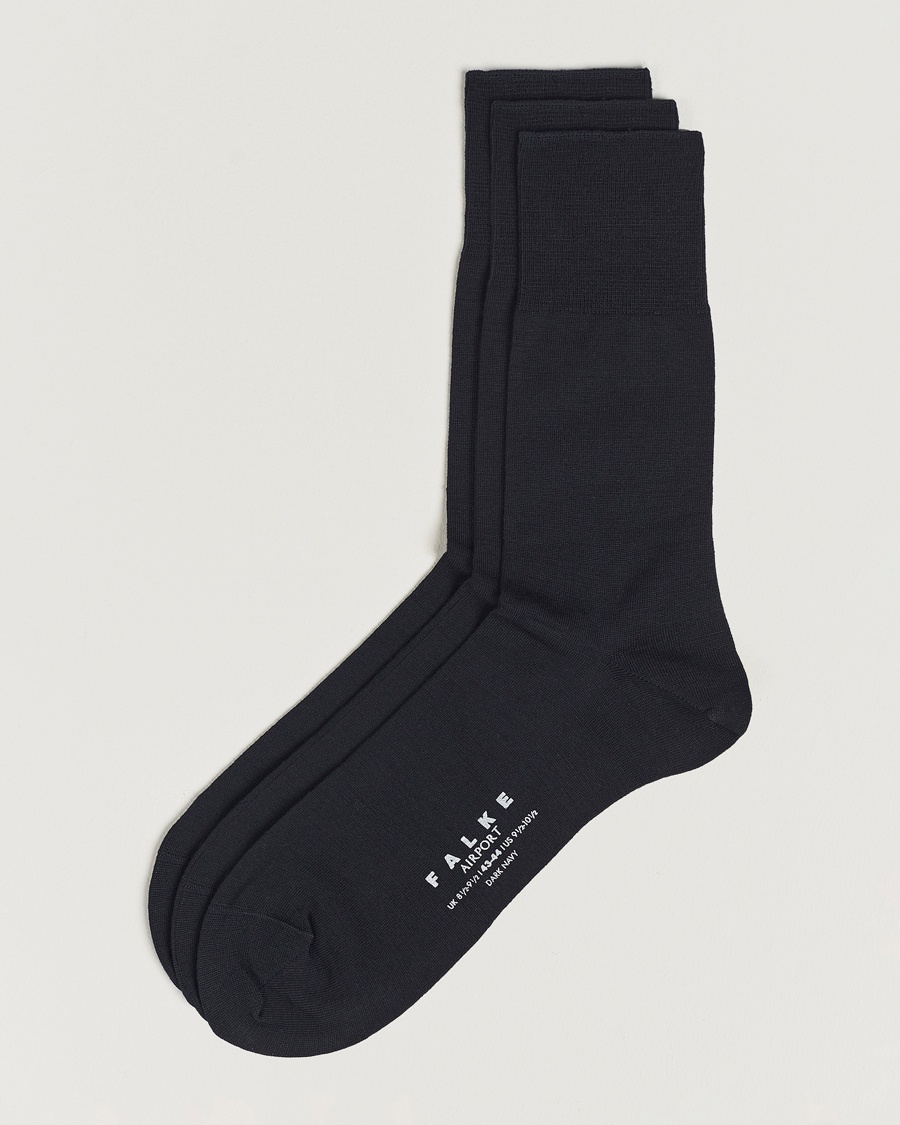 Falke 3-Pack Airport Socks Dark Navy – Blå