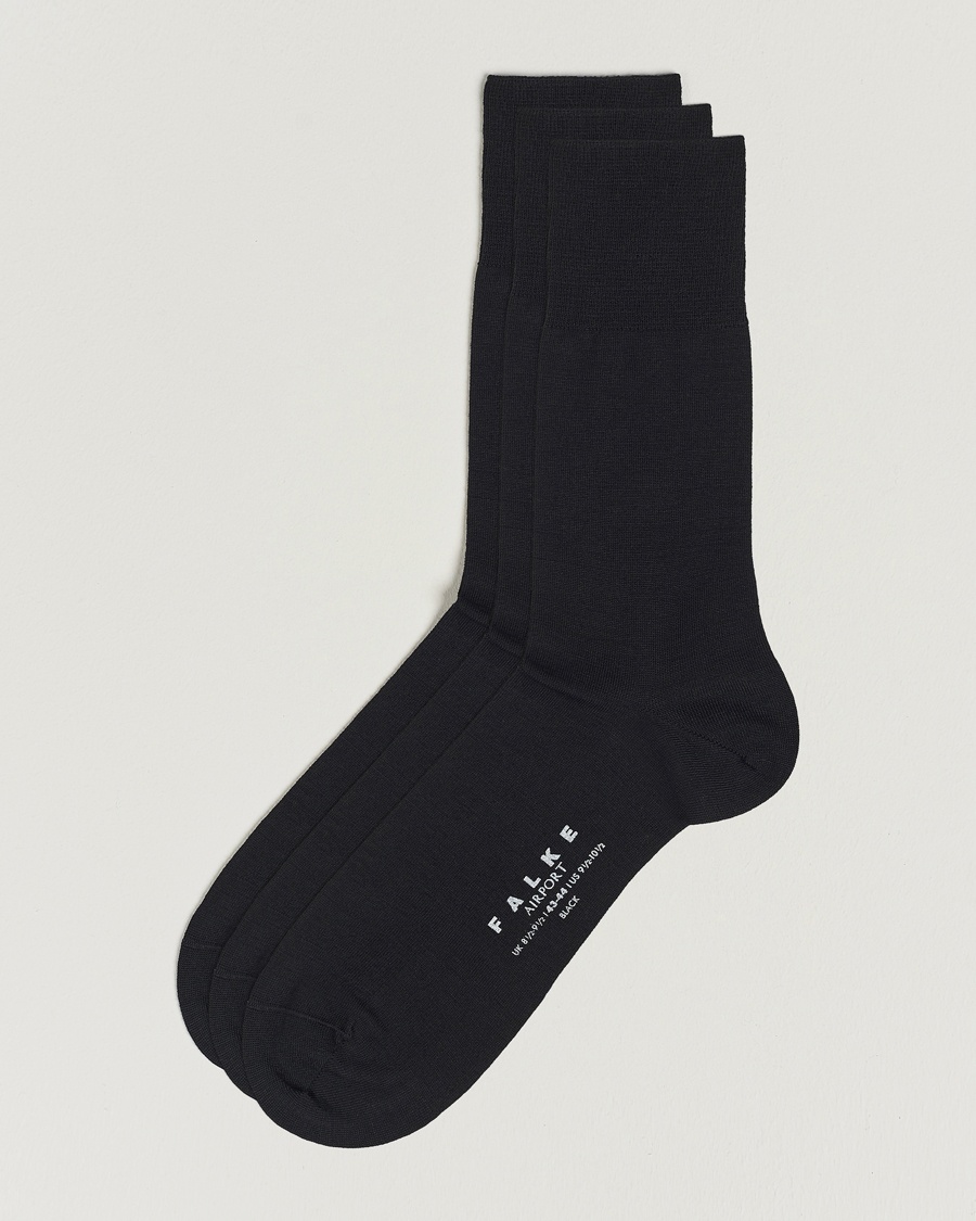 Herr | Strumpor | Falke | 3-Pack Airport Socks Black