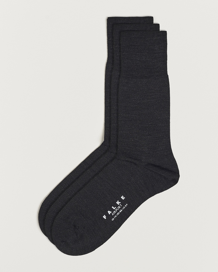 Herr | Strumpor | Falke | 3-pack Airport Socks Anthracite Melange