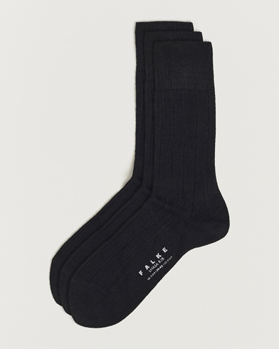 Herr | Vanliga strumpor | Falke | 3-Pack Lhasa Cashmere Socks Black