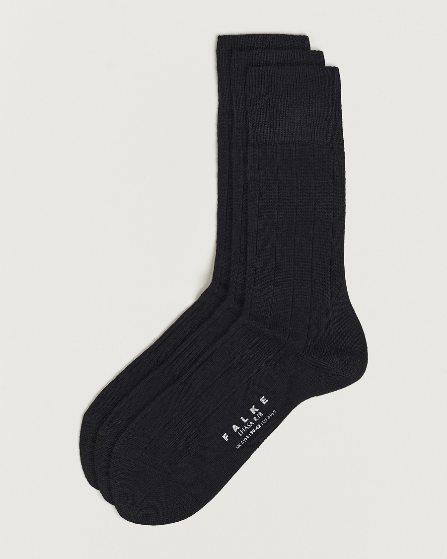 Falke 3-Pack Lhasa Cashmere Socks Black – Svart