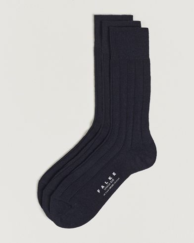Herr | Vanliga strumpor | Falke | 3-Pack Lhasa Cashmere Socks Dark Navy