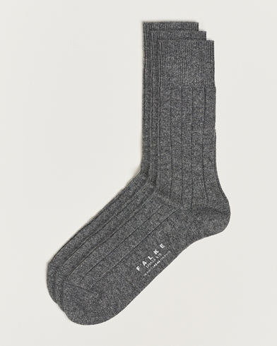 Herr | Vanliga strumpor | Falke | 3-Pack Lhasa Cashmere Socks Light Grey