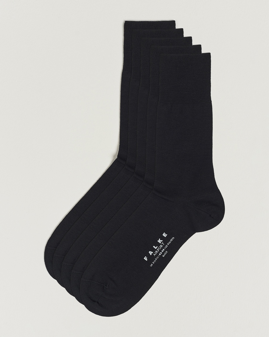Falke 5-Pack Airport Socks Black – Svart