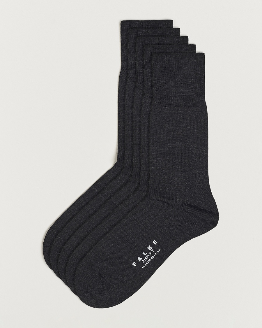 Falke 5-Pack Airport Socks Anthracite Melange – Grå