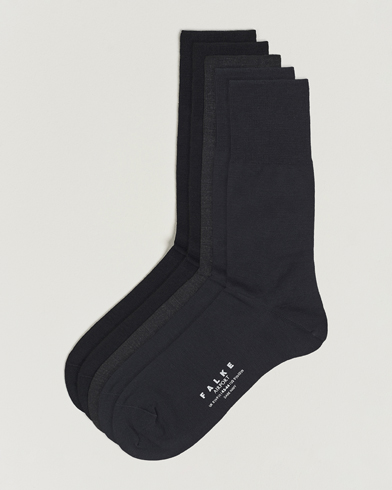 Herr | Falke | Falke | 5-Pack Airport Socks Black/Dark Navy/Anthracite Melange