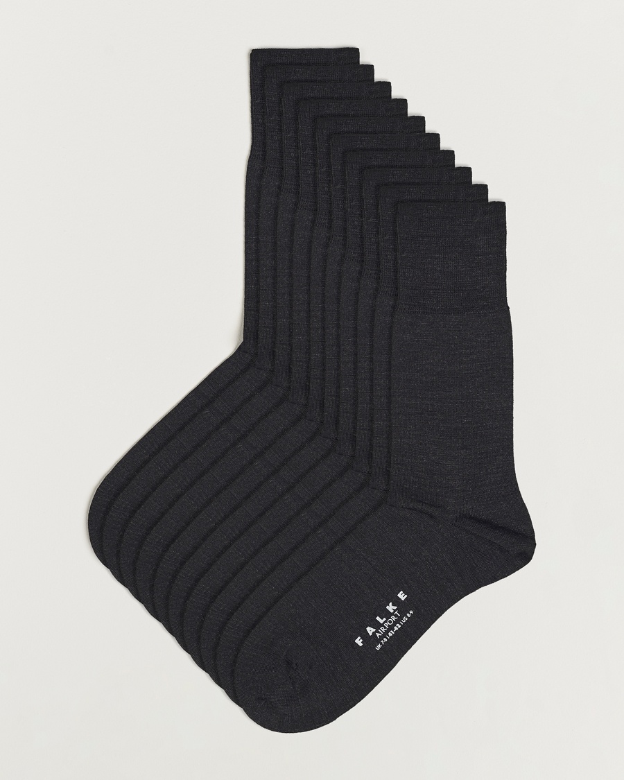 Herr | Vanliga strumpor | Falke | 10-Pack Airport Socks Anthracite Melange