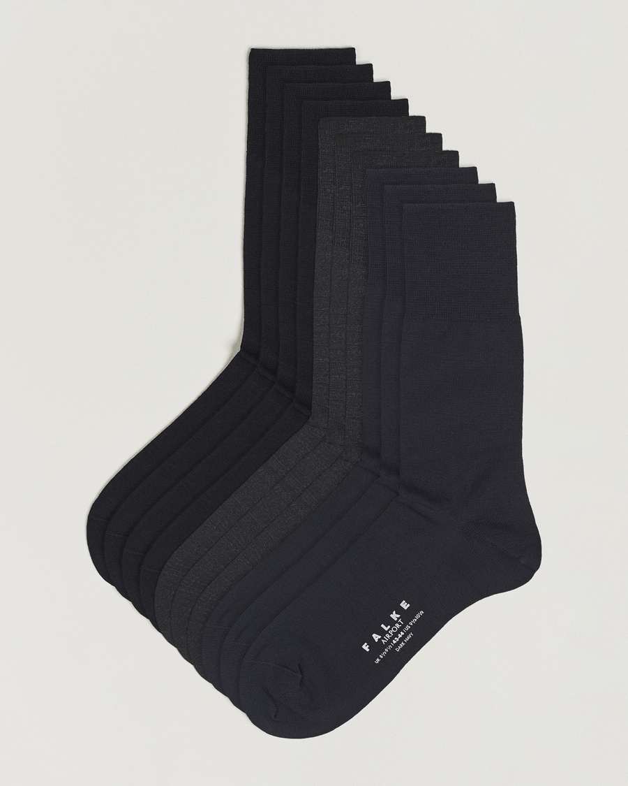 Herr | Vanliga strumpor | Falke | 10-Pack Airport Socks Black/Dark Navy/Anthracite Melange