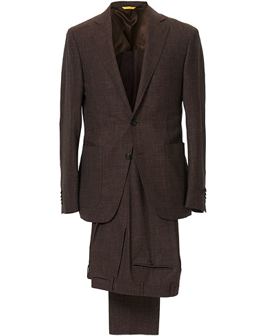 Wool/Linen Patch Pocket Suit Dark Brown
