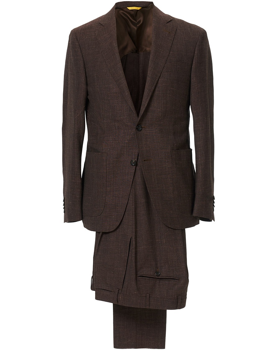 Wool/Linen Patch Pocket Suit Dark Brown