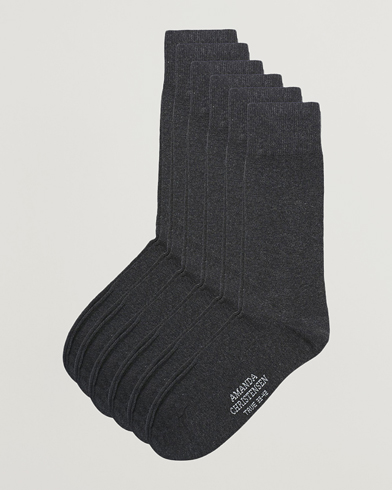 Herr | Vanliga strumpor | Amanda Christensen | 6-Pack True Cotton Socks Antrachite Melange