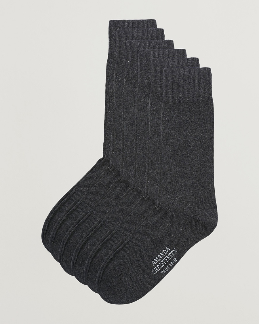 Herr | Kläder | Amanda Christensen | 6-Pack True Cotton Socks Antrachite Melange