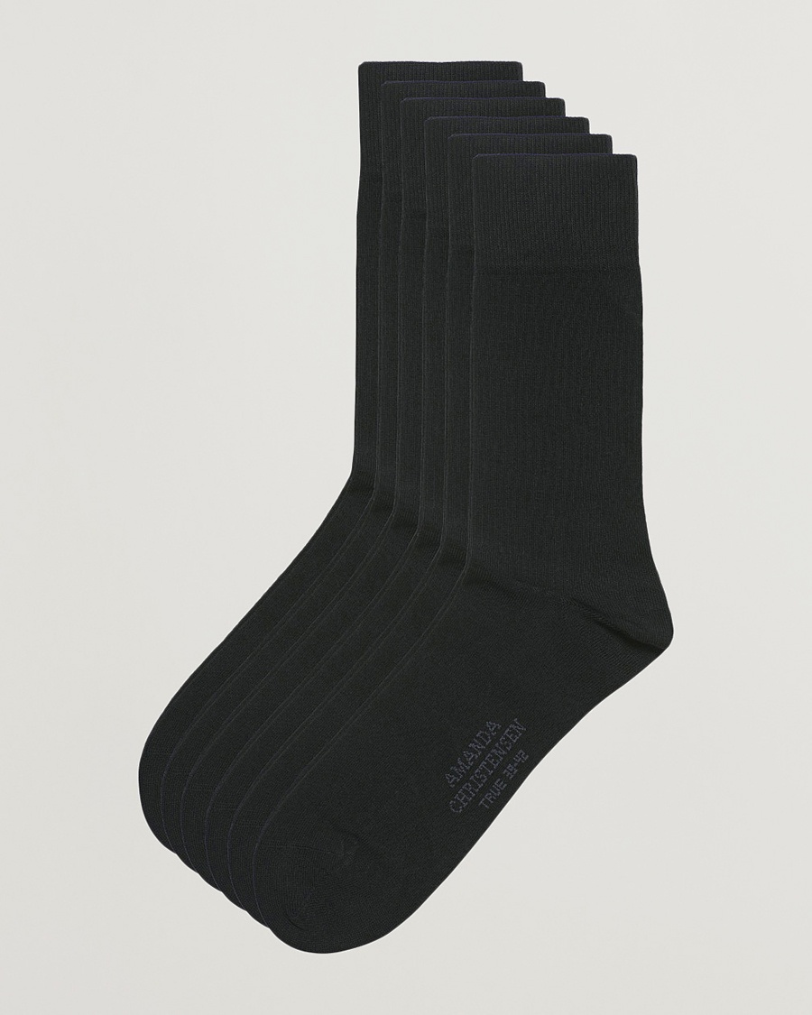 Amanda Christensen 6-Pack True Cotton Socks Black – Svart