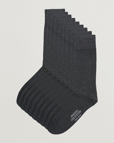 Herr | Amanda Christensen | Amanda Christensen | 9-Pack True Cotton Socks Antrachite Melange