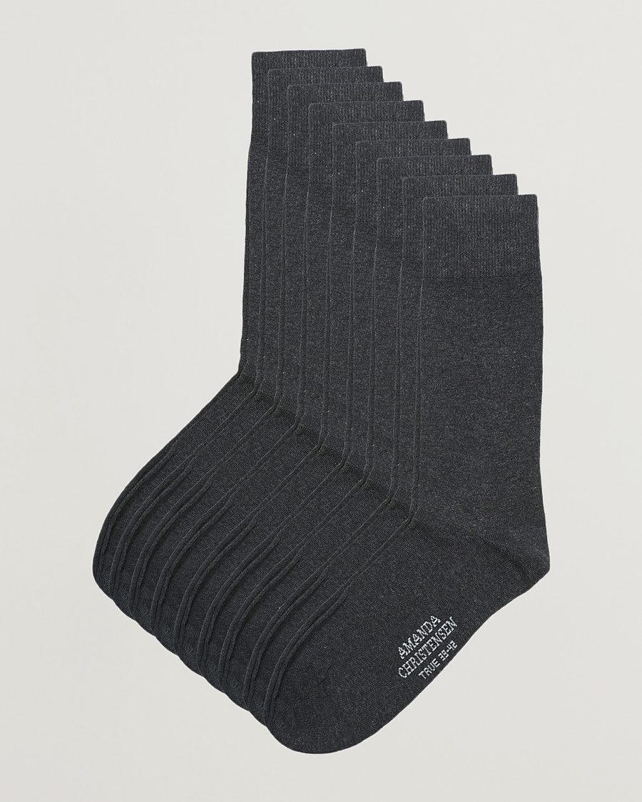 Amanda Christensen 9-Pack True Cotton Socks Antrachite Melange – Grå