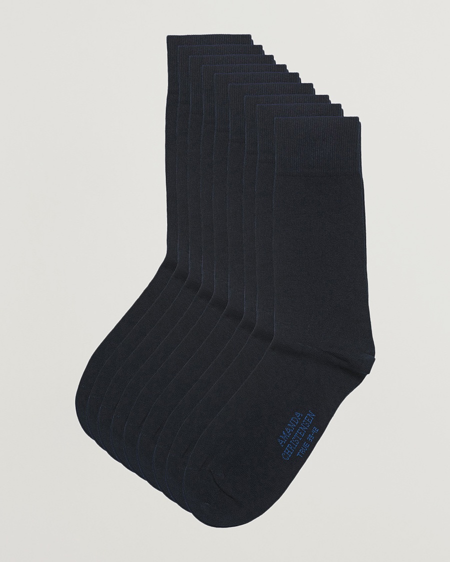 Amanda Christensen 9-Pack True Cotton Socks Dark Navy – Blå