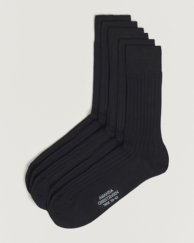 Herr | Avdelningar | Amanda Christensen | 6-Pack True Cotton Ribbed Socks Black