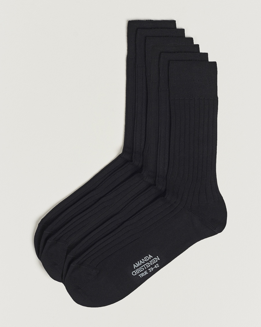 Herr | Kläder | Amanda Christensen | 6-Pack True Cotton Ribbed Socks Black