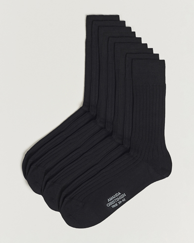 Herr | Avdelningar | Amanda Christensen | 9-Pack True Cotton Ribbed Socks Black