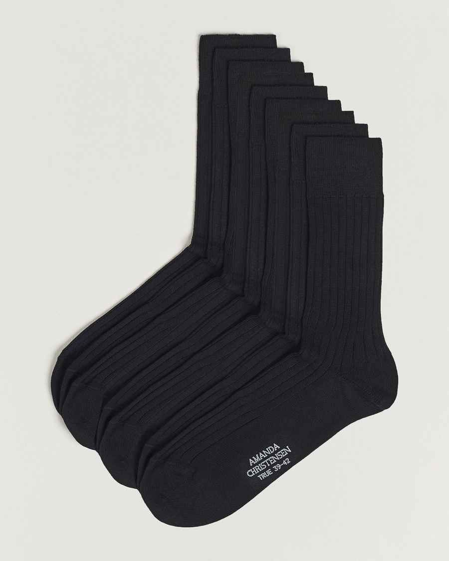Herr | Kläder | Amanda Christensen | 9-Pack True Cotton Ribbed Socks Black