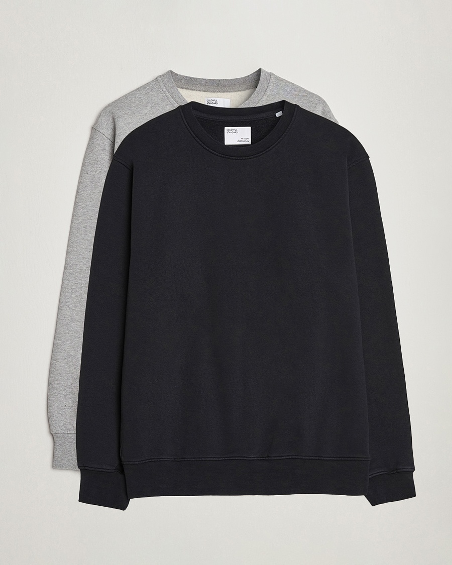 Colorful Standard 2-Pack Classic Organic Crew Neck Sweat Heather Grey/Deep Black – Grå