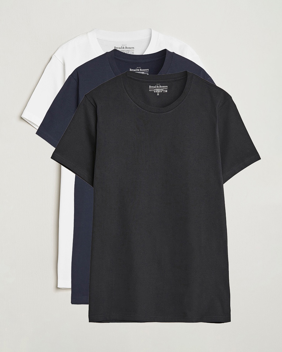 Herr | Bread & Boxers | Bread & Boxers | 3-pack Crew Neck Regular T-Shirt White/Black/Dark Navy