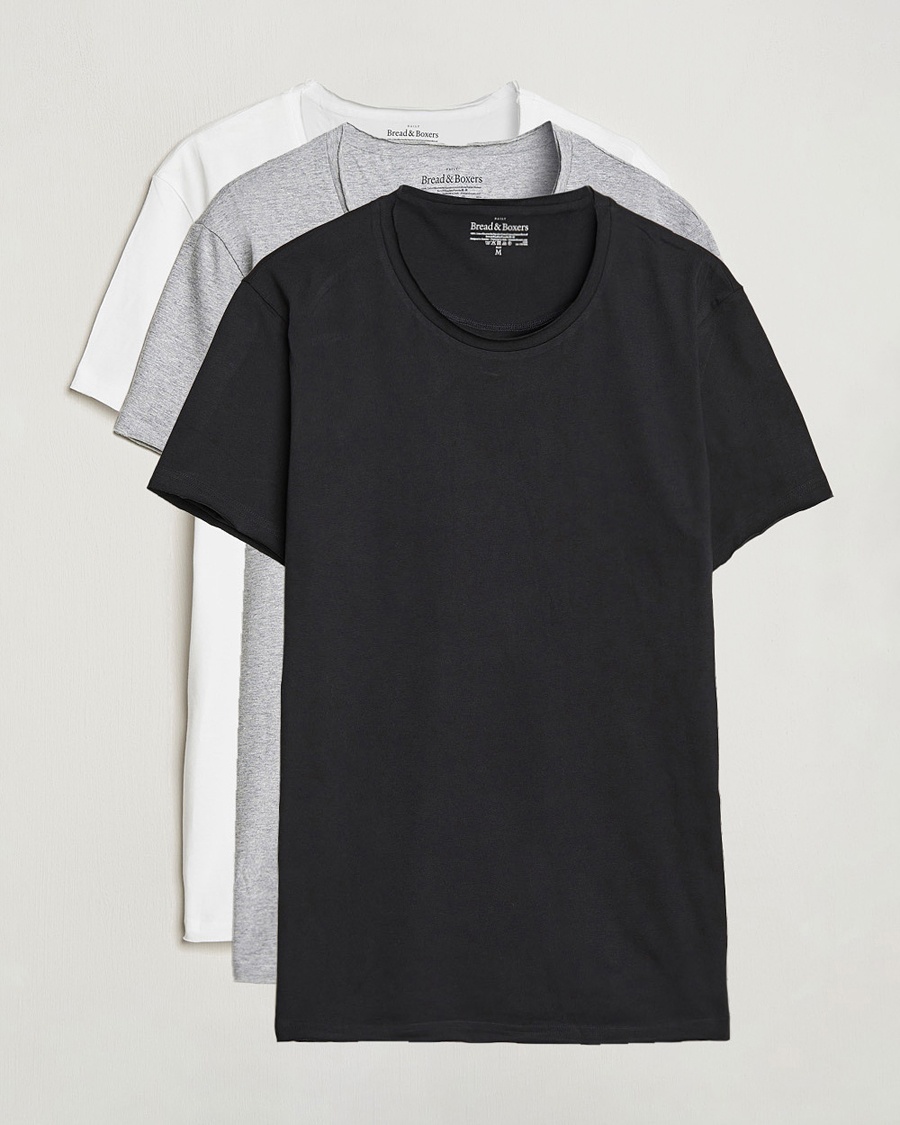 Herr | Bread & Boxers | Bread & Boxers | 3-pack Crew Neck Relaxed White/Black/Grey Melange