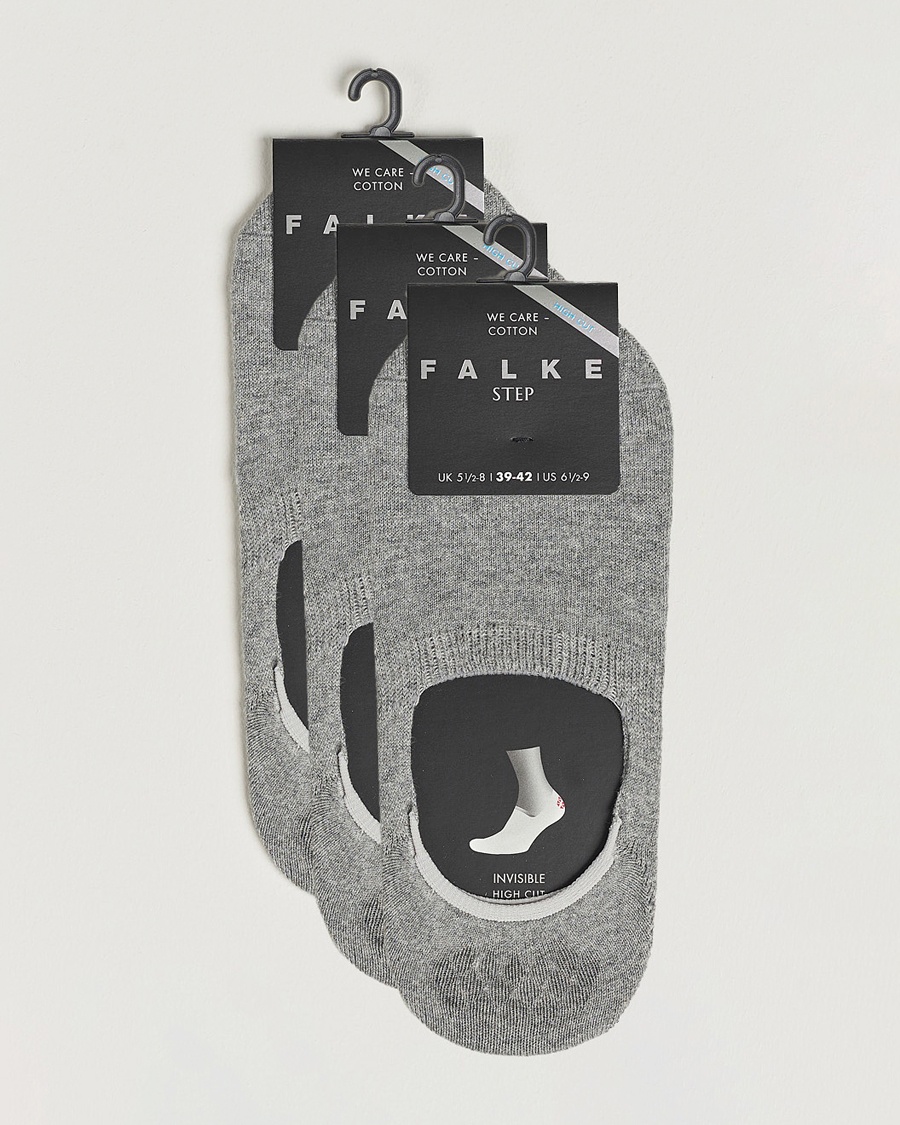 Herr | Strumpor | Falke | 3-pack Casual High Cut Sneaker Socks Light Grey Melange