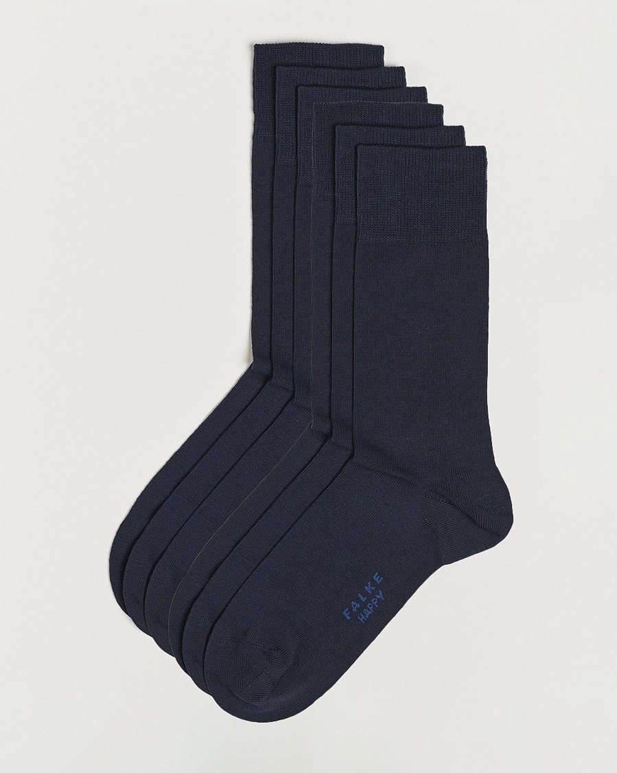 Herr | Strumpor | Falke | 6-pack Happy Cotton Socks Navy