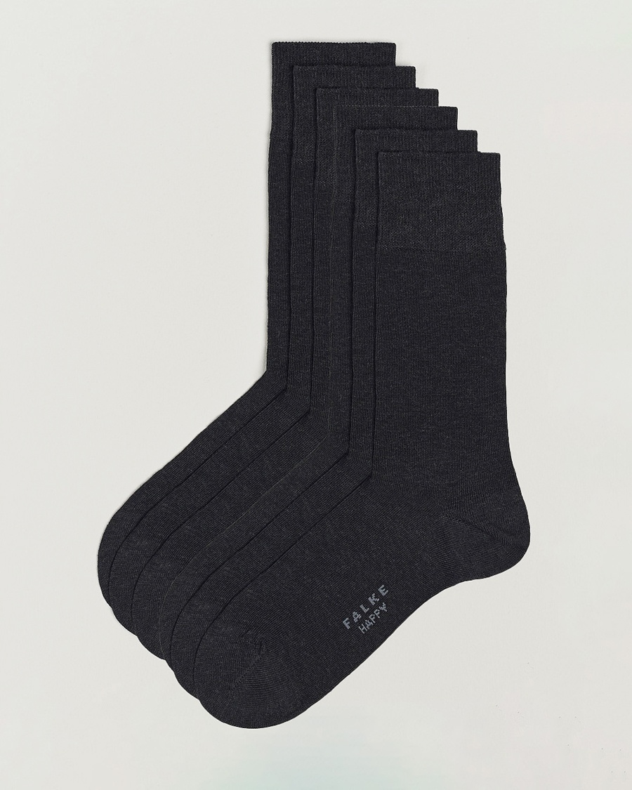 Herr | Strumpor | Falke | 6-pack Happy Cotton Socks Anthracite Melange