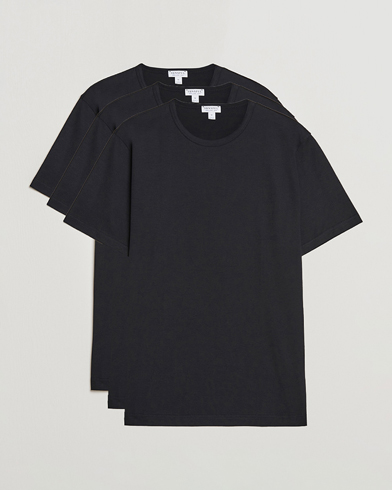 Herr | Gamla produktbilder | Sunspel | 3-Pack Crew Neck Q82 Cotton T-Shirt Black