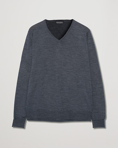 Herr | Care of Carl Pre-owned | Pre-owned | John Smedley Bobby Extra Fine Merino V-Neck Pullover Charcoal
