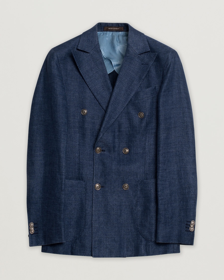 Pre-owned Oscar Jacobson Erik Double Breasted Blazer Blue – Blå