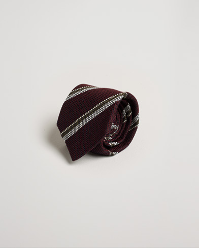 Herr | Care of Carl Pre-owned | Pre-owned | Drake's Stripe Silk 8 cm Tie Burgundy