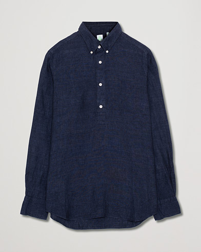 Herr | Care of Carl Pre-owned | Pre-owned | Finamore Napoli Miami Popover Linen Shirt Navy