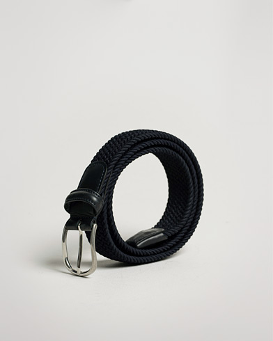 Herr | Care of Carl Pre-owned | Pre-owned | Anderson's Stretch Woven 3,5 cm Belt Navy
