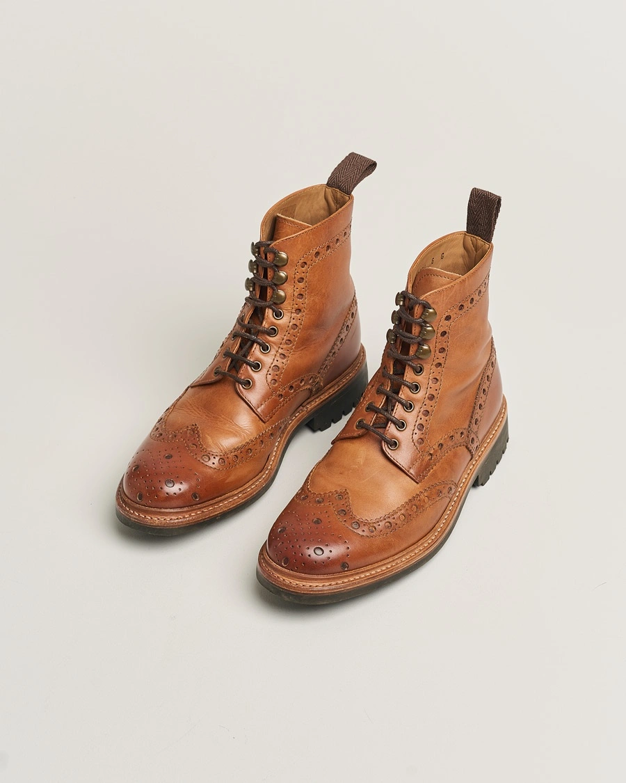 Herr | Pre-owned Randsydda skor | Pre-owned | Grenson Fred Brogue Boot Commando Sole Cognac Calf UK6 - EU40