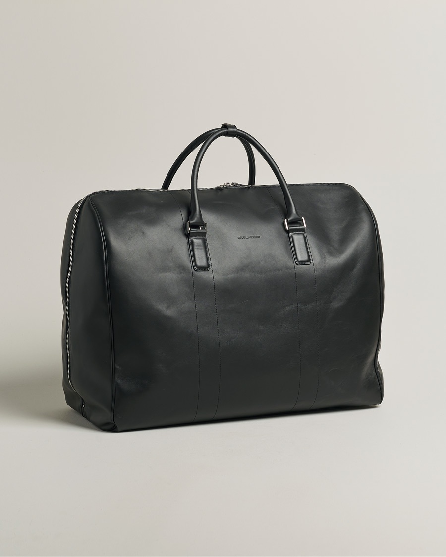 Pre-owned Oscar Jacobson Large Leather Weekendbag Black – Svart