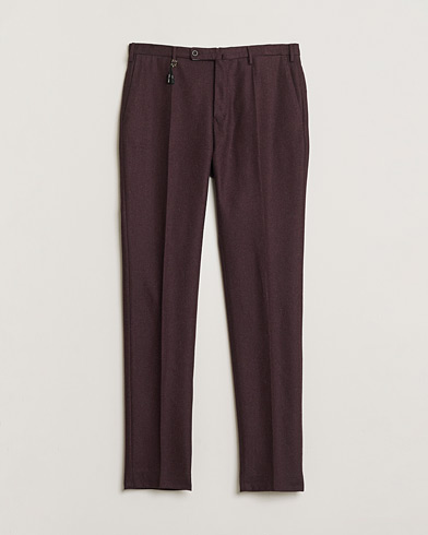 Pre-owned Incotex Slim Fit Super 100's Wool Flannel Trousers Burgundy 48 – Röd
