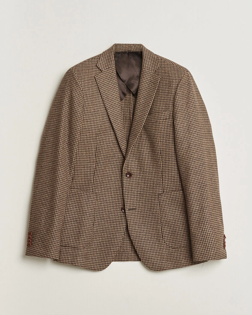 Pre-owned Oscar Jacobson Einar Houndstooth Wool Blazer Brown 50 – Brun