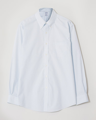 Herr | Care of Carl Pre-owned | Pre-owned | Brooks Brothers Regent Fit Non Iron Gingham Shirt Blue