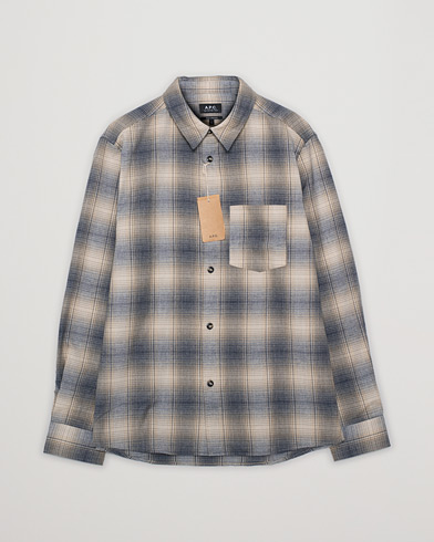 Herr |  | Pre-owned | A.P.C. John Over Check Flannel Shirt Navy/Beige