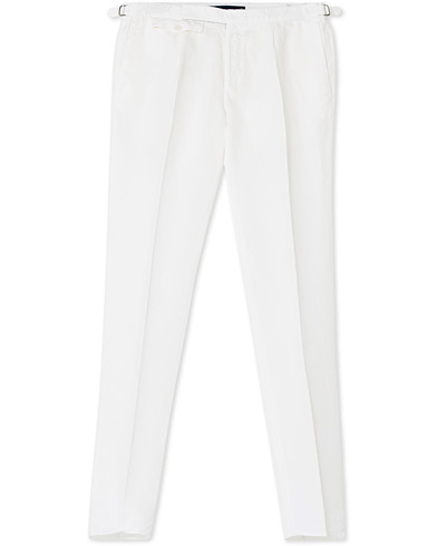 Incotex Slim Fit Pleated Chinolino Trousers Optic White 52