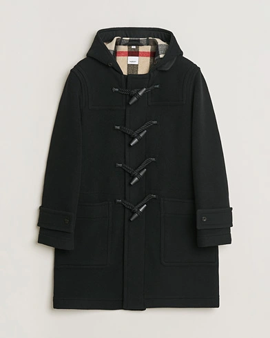 Pre-owned Burberry Wool Duffle Coat Black 50 – Svart