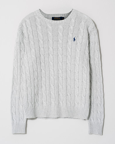 Herr | Care of Carl Pre-owned | Pre-owned | Polo Ralph Lauren Cotton Cable Crew Neck Pullover Fawn Grey Heather S