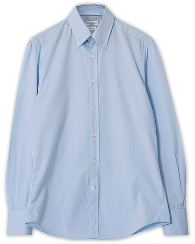 Care of Carl Pre-owned | Brunello Cucinelli Slim Fit Twill Button Down Shirt Light Blue S