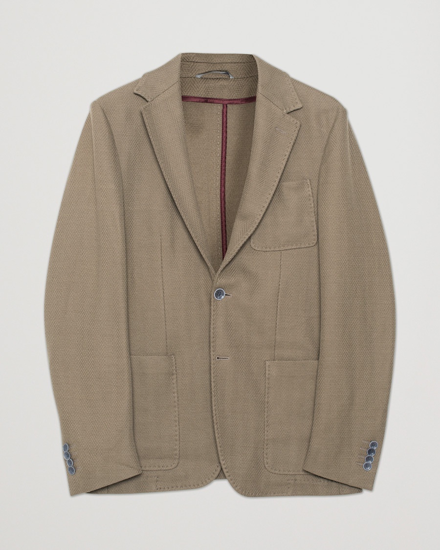Pre-owned Canali Textured Cotton Jersey Blazer Olive – Grön