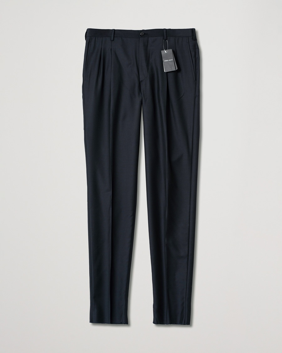 Herr | Pre-owned Byxor | Pre-owned | Giorgio Armani Tapered Wool/Cashmere Gabardine Trousers Navy