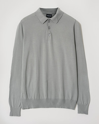 Herr | Pre-owned Tröjor | Pre-owned | Giorgio Armani Virgin Wool Knitted Polo Dove Grey 50