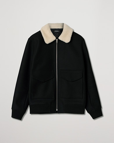 Herr | Care of Carl Pre-owned | Pre-owned | A.P.C. Ben Shearling Bomber Jacket Black